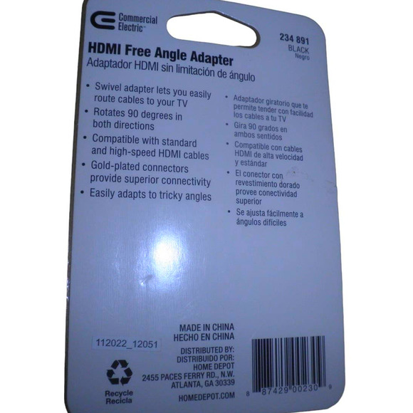 Commercial Electric High-Speed and Standard HDMI Cable Free Angle Swivel Adapter - Picture 3 of 3